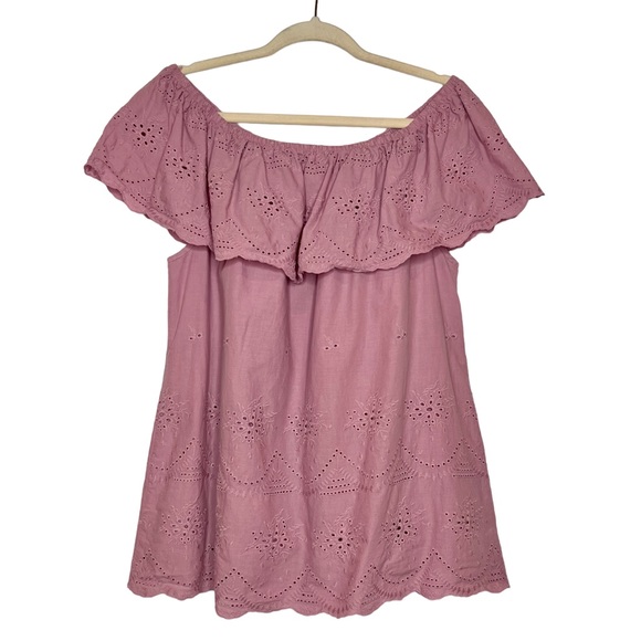 KNOX ROSE Off Shoulder Eyelet Flounce Blouse. Size XXL - Picture 3 of 7